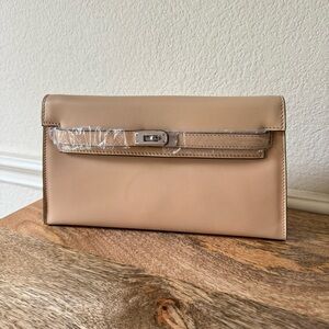 LEATHER INSIDE & OUT Beige 27 Long KL Elan Shoulder Bag Belt Convertible S11